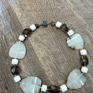 Agate and sterling silver Beaded Necklace